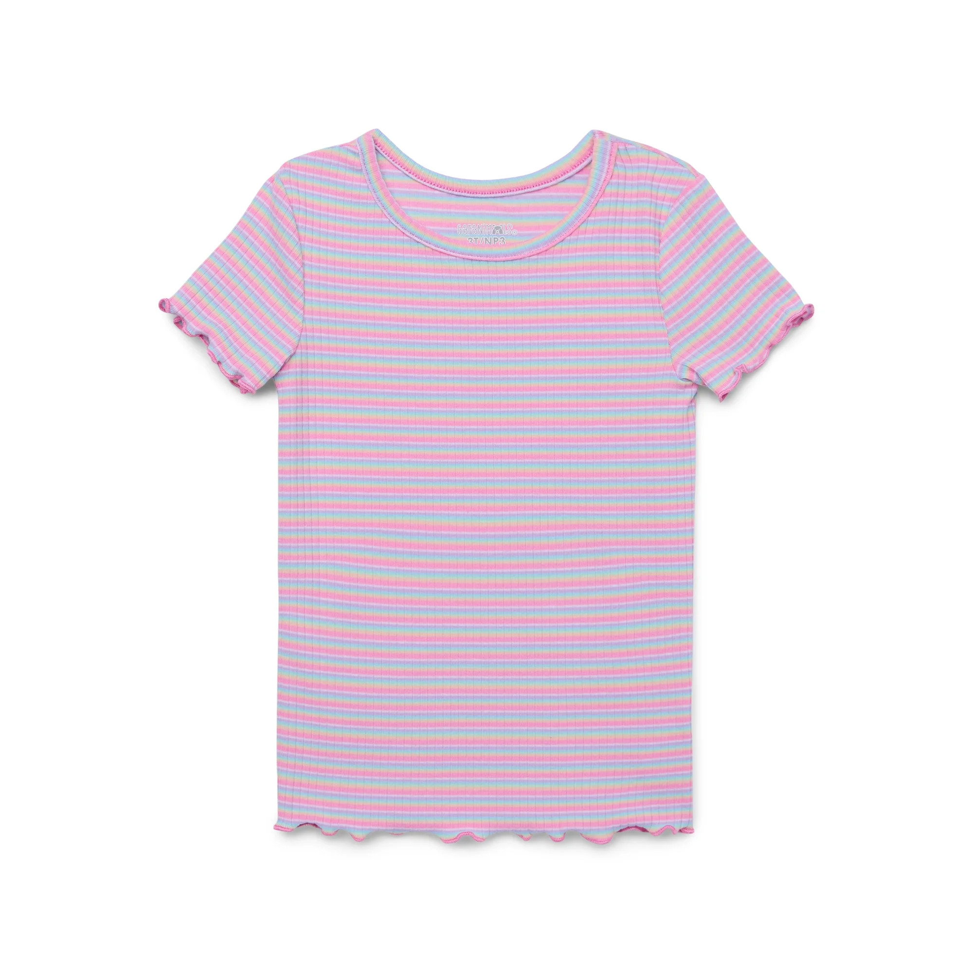 Garanimals Toddler Girl Short Sleeve Striped Rib T-Shirt, Sizes 18M-5T | Walmart (US)
