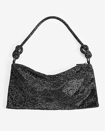 Rhinestone Knot Strap Slouch Bag | Express