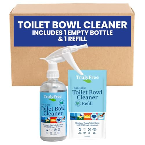 Truly Free Toilet Bowl Cleaner - Heavy-Duty Stain Remover - Septic Safe, Plant-Based Formula - Fresh Peppermint Scent - 1 Refill (3oz) with Empty Refillable Bottle | Amazon (US)