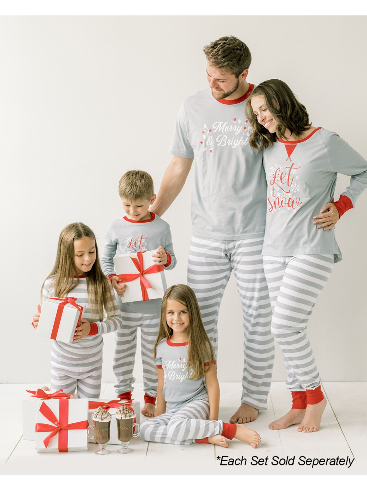 Sleepyheads Christmas Family Matching Grey Stripe Pajama Sets | Walmart (US)