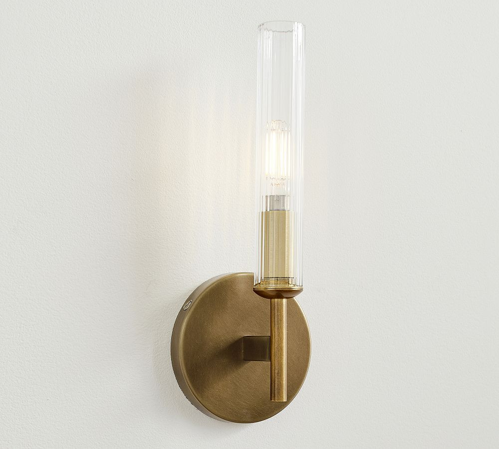 Cooper Ribbed Glass Tube Sconce (13") | Pottery Barn (US)