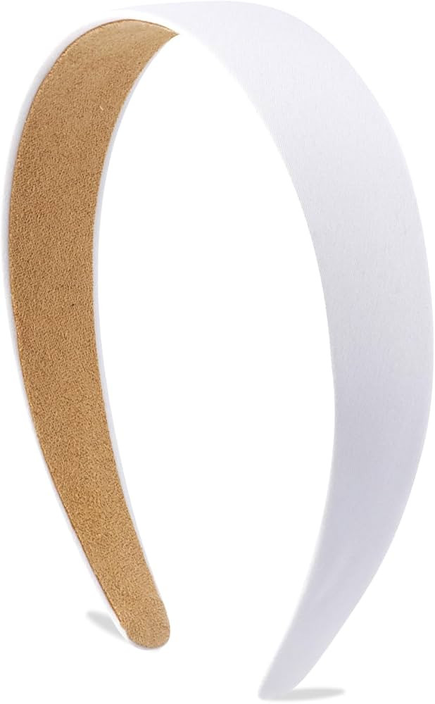 Satin Headbands for Women & Girls - White, 1.18 Inch Wide, Non-Slip Ribbon Hair Bands for Crafts,... | Amazon (US)