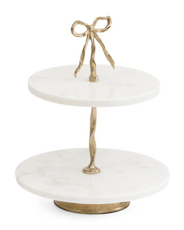 Bow Tiered Server, Gold | TJ Maxx
