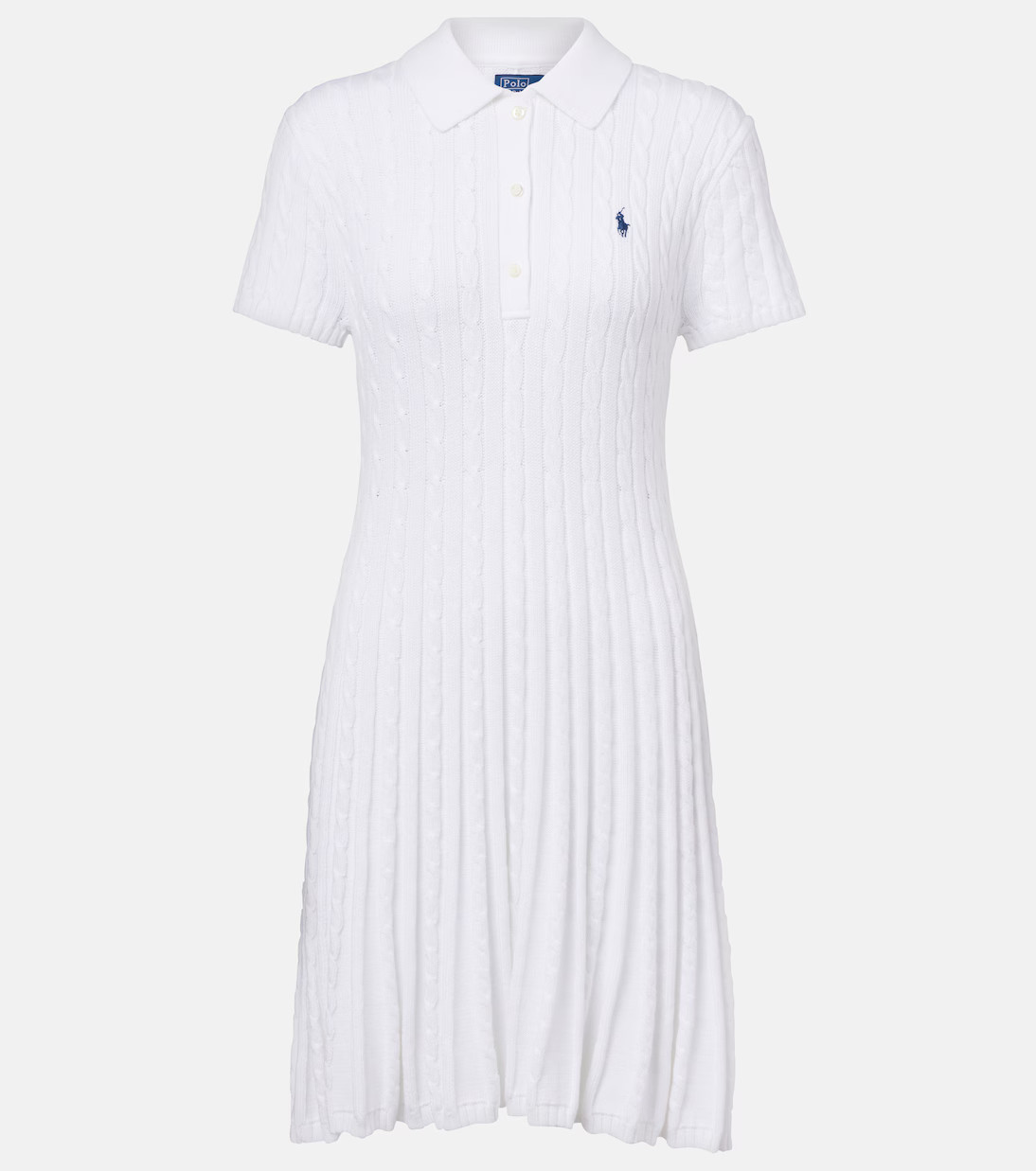 Cable-knit cotton-blend polo dress | Mytheresa (INTL)