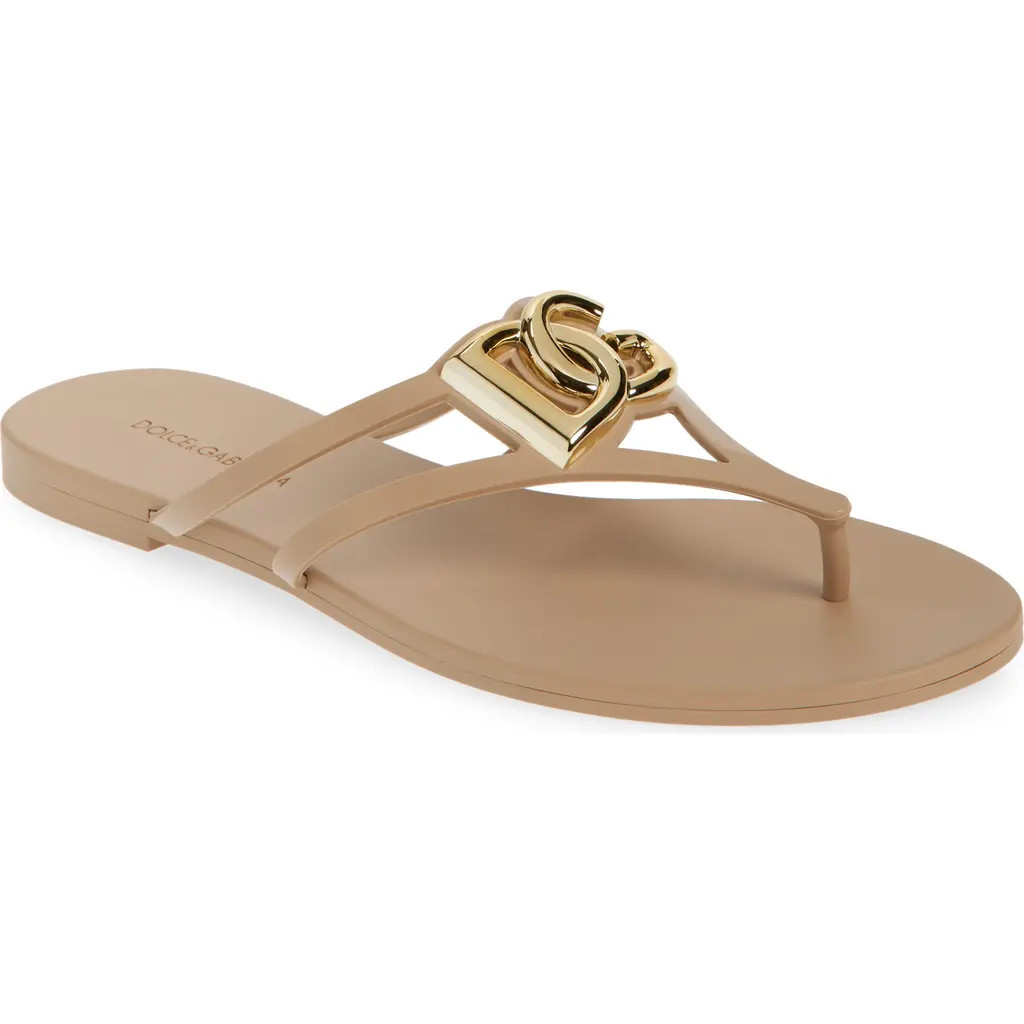 Dolce&Gabbana Logo Flip Flop in Cipria/Oro at Nordstrom, Size 9Us | Nordstrom
