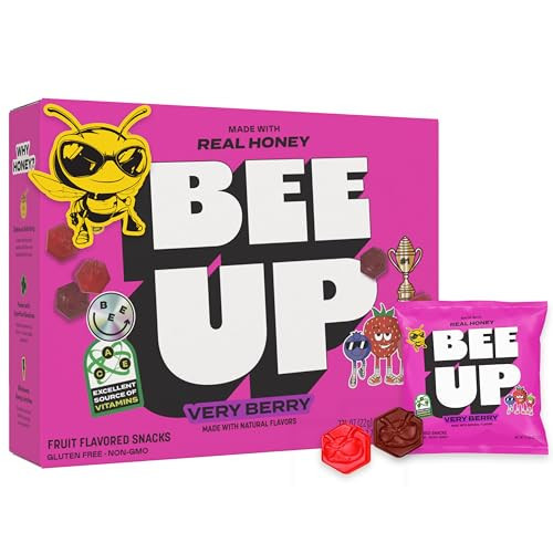 BEEUP Honey Fruit Snacks – With a Teaspoon of Honey in Every Pouch – Dye Free, No Corn Syrup – Individually Wrapped Fruit Snack Packs for School, Sports, Soccer – Very Berry (Pack of 10) | Amazon (US)