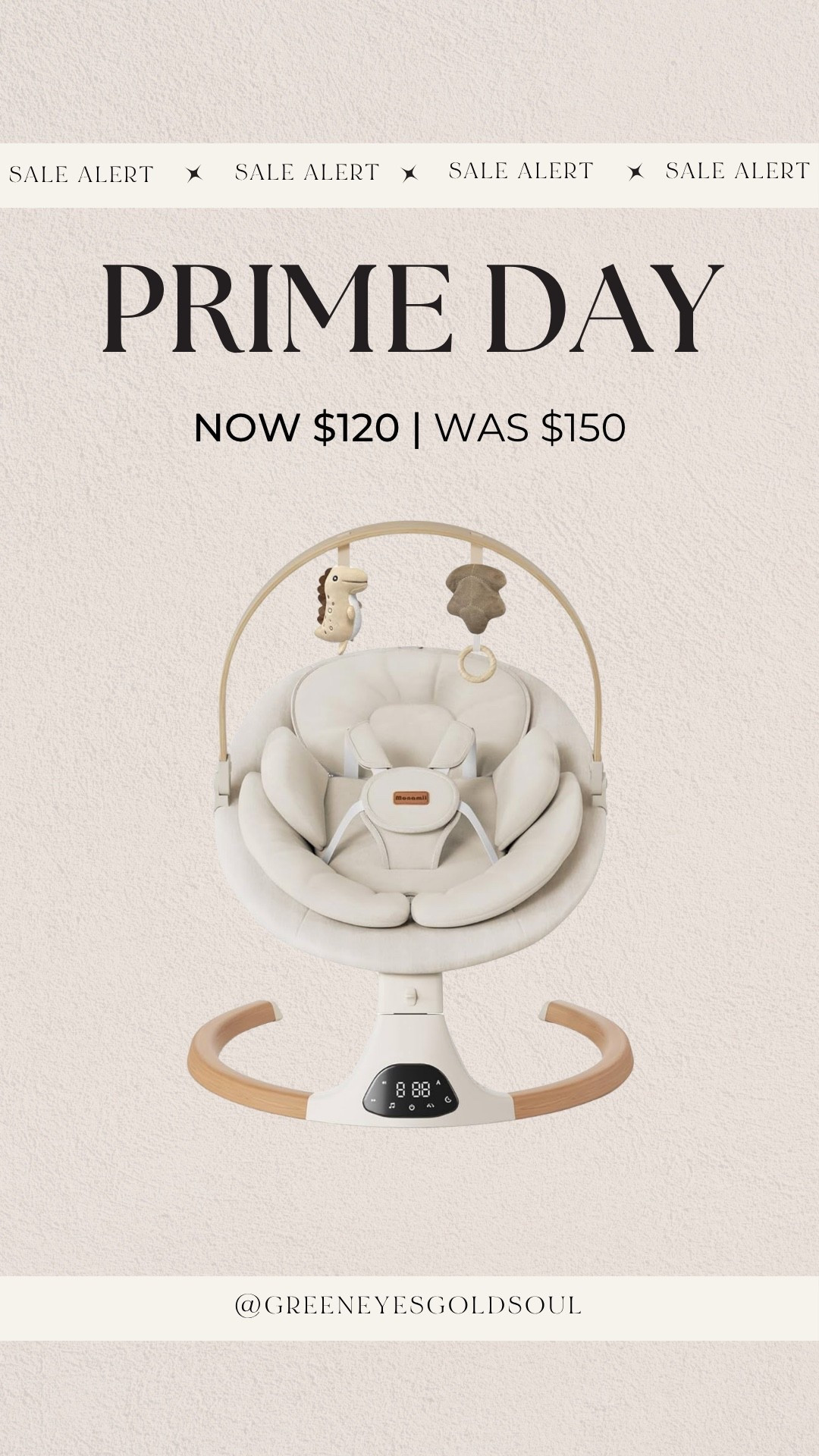 Amazon prime day deal! Monamii swing for infants! Was $150 now $120!

Baby swing, infant