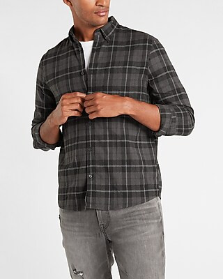 Slim Plaid Stretch Flannel Shirt | Express
