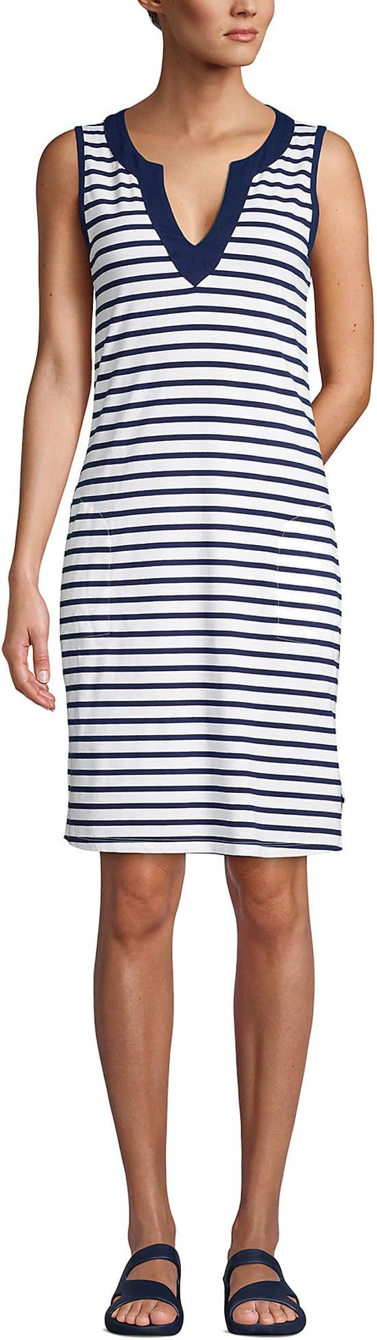 Lands' End Women's Cotton Jersey Sleeveless Swim Cover-up Dress | Amazon (US)