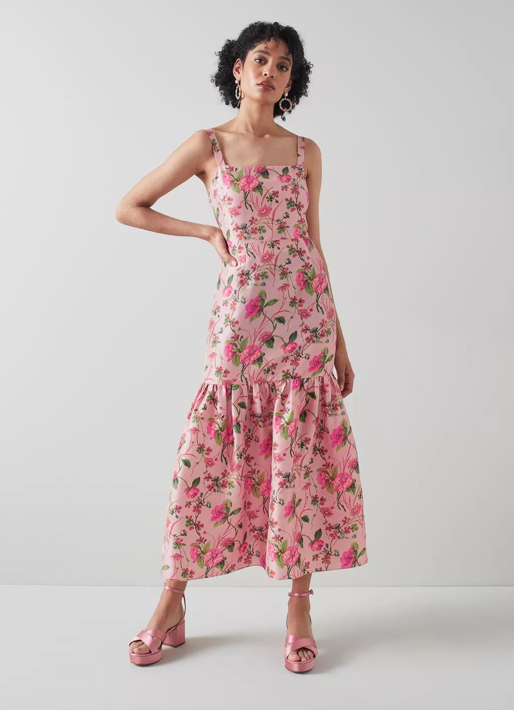 Essie Pink Chine Floral Print Raw Silk Dress | L.K. Bennett (UK)