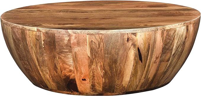 The Urban Port Mango Wood Coffee Table in Round Shape, Dark Brown | Amazon (US)