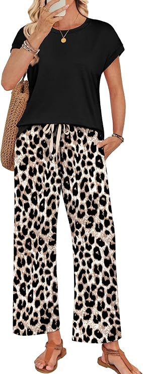 WIHOLL Two Piece Set for Women Lounge Summer Spring Outfits Cruise Travel Airport Beach Vacation ... | Amazon (US)