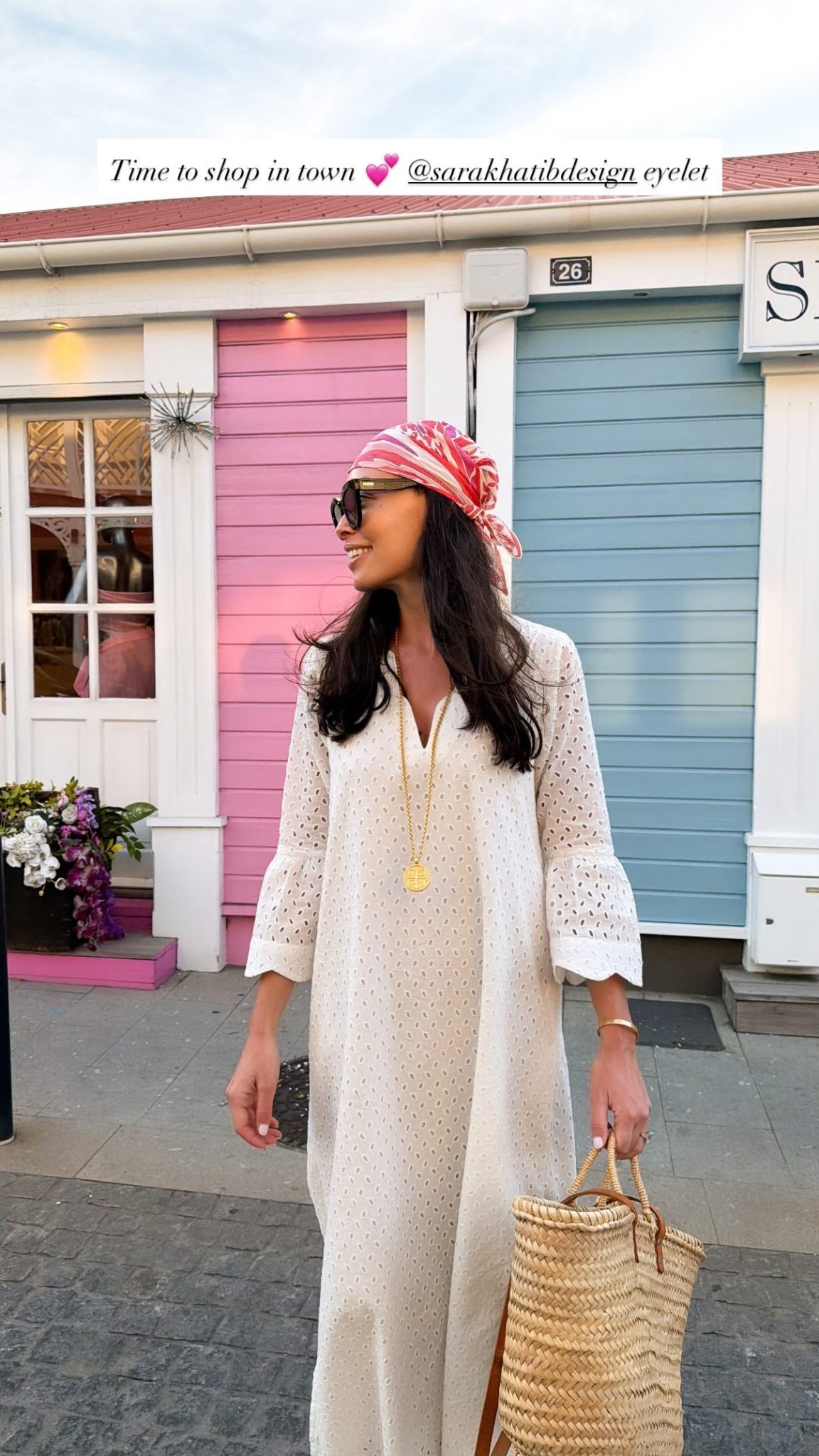 St. Barths, eyelet kaftan available on her website! Emilio Pucci scarf, vacation outfit, spring outfit. Bag is Etsy similar below!

#LTKootd #LTKTravel #LTKdayinmylife