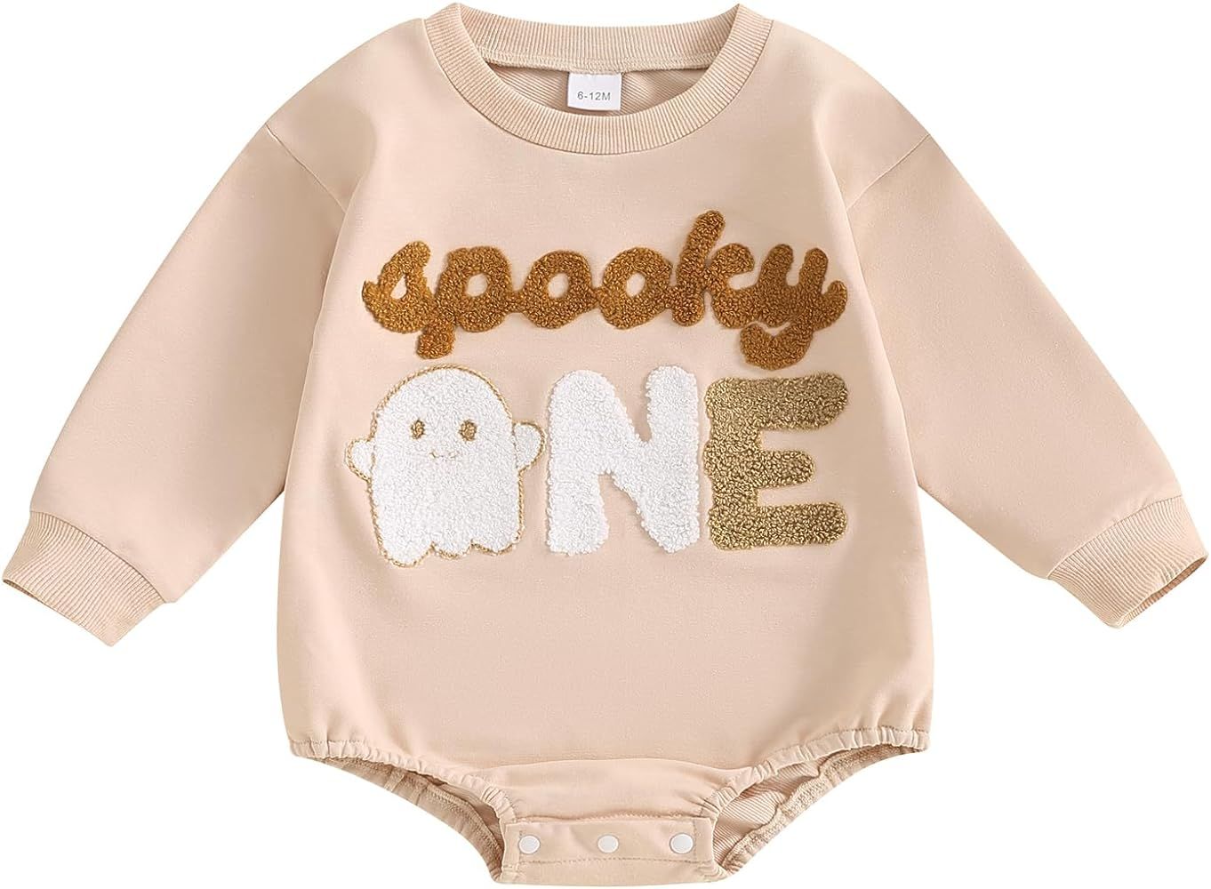 Lesimsam Baby Boy Girl Halloween 1st Birthday Outfit Spooky One Embroidery Sweatshirt Bubble Romp... | Amazon (US)