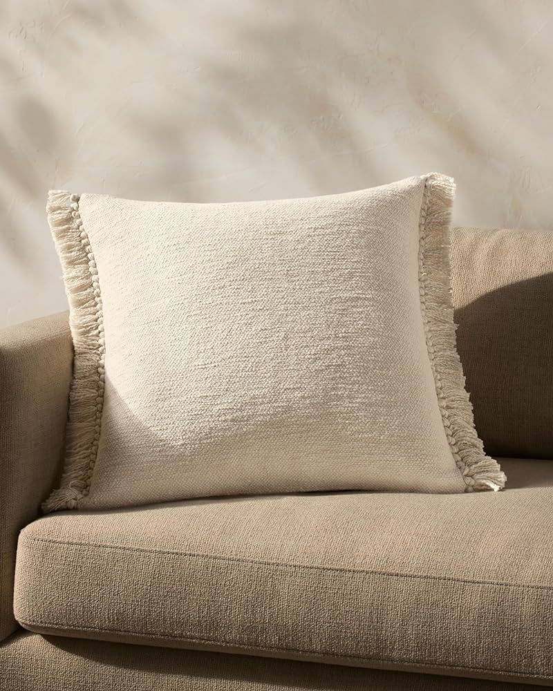 Loloi Magnolia Home by Joanna Gaines Jett Collection PMH0063 Ivory 22'' x 22'' Cover Only Pillow | Amazon (US)