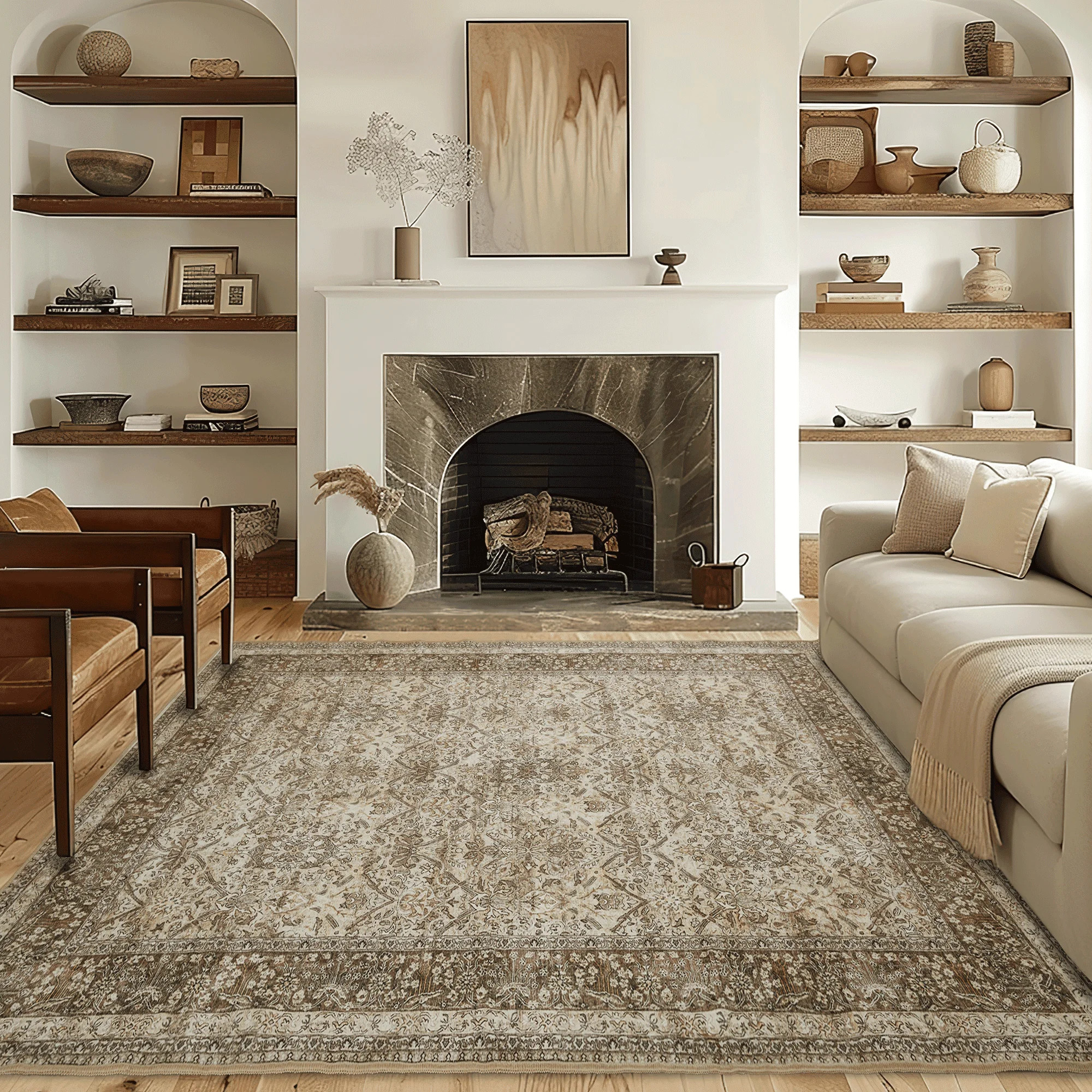 Coodeto Washable Rug Vintage Area Rug, 5'x8' Thin Machine Washable Rug Non-Slip Foldable Pet-Frie... | Walmart (US)