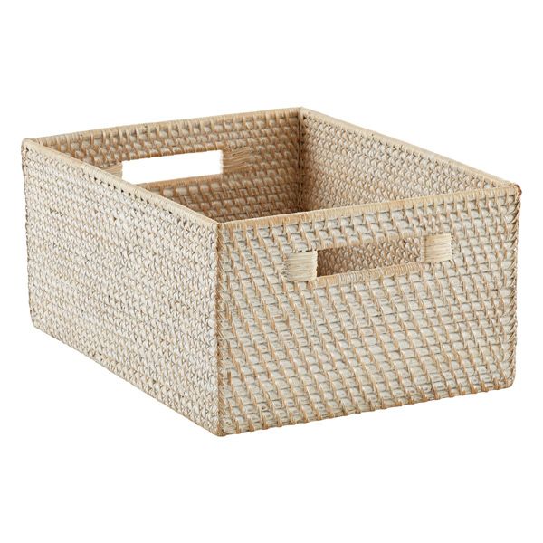 Rattan Bin w/Handles | The Container Store