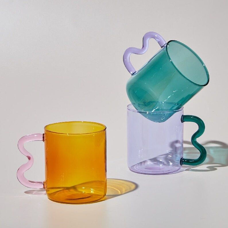 Retro Glass Mug - Etsy | Etsy (US)