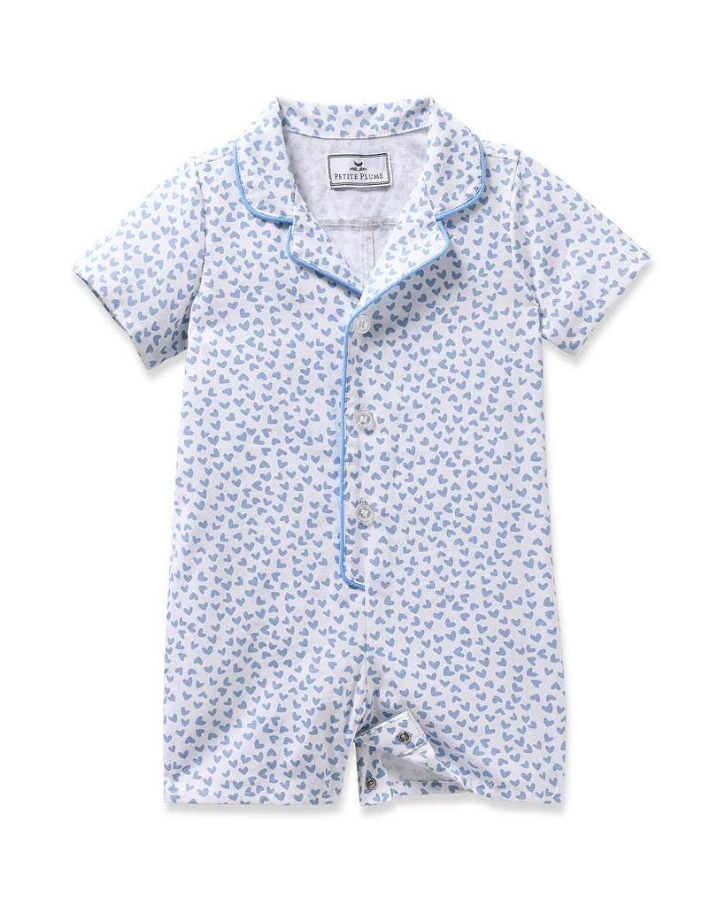 Baby’s Twill Romper in Bluehearts | Over The Moon