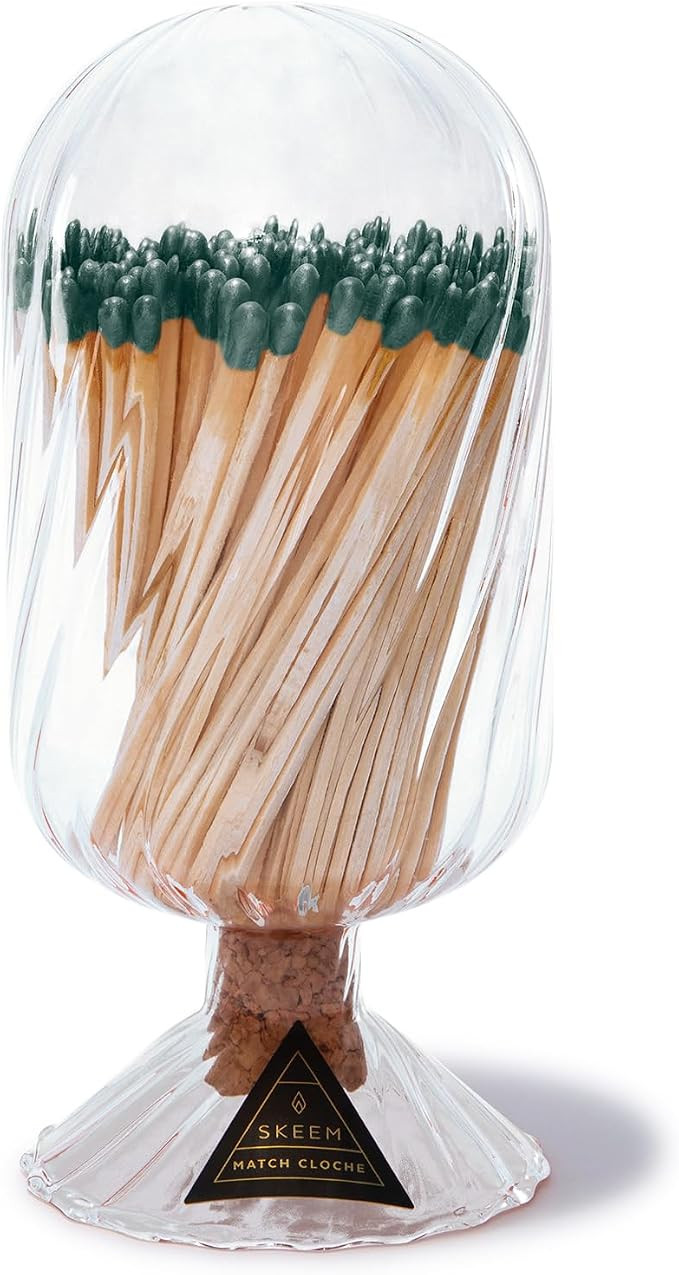 Skeem Helix Match Cloche – Hand-Blown Glass with Green Matches & Striker – Festive Holiday Ho... | Amazon (US)
