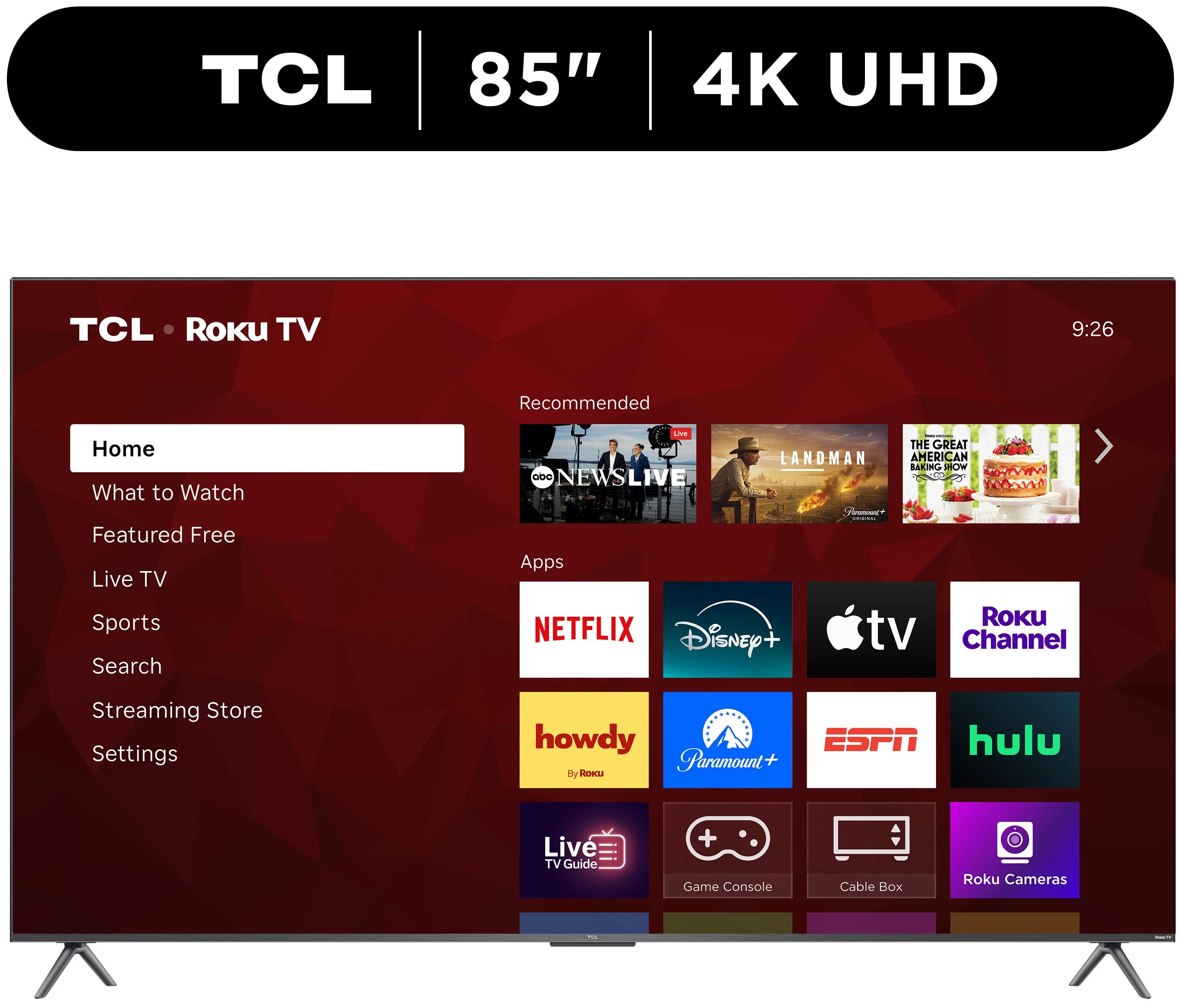 TCL 85" Class S4 4K UHD HDR Smart TV with Roku TV (NEW 2025) - 85S41CR | Walmart (US)
