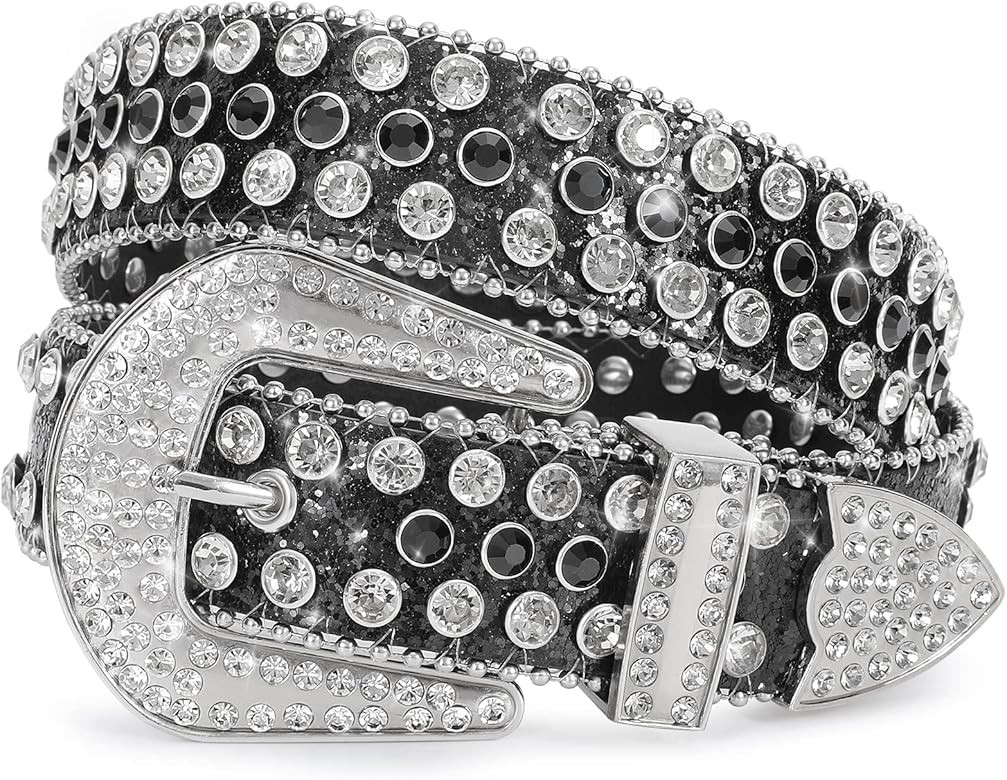 XZQTIVE Men Women Rhinestone belt Western Cowgirl Cowboy Vintage Bling Crystal Diamond Studded Le... | Amazon (US)