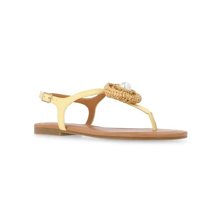 Time and Tru Women's Crochet Flower Thong Sandals | Walmart (US)