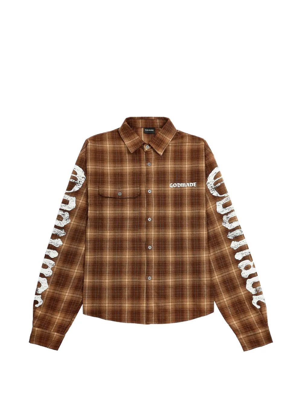 GODMADE Broken Script check shirt - Brown | Farfetch Global