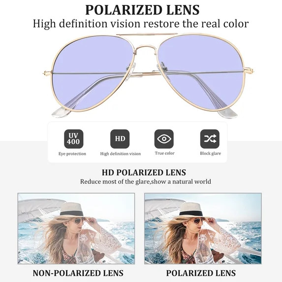 ALWAYSUV Polarized Sunglasses UV400 Protection Stylish Metal Frame Retro Sun Glasses for Men and ... | Walmart (US)