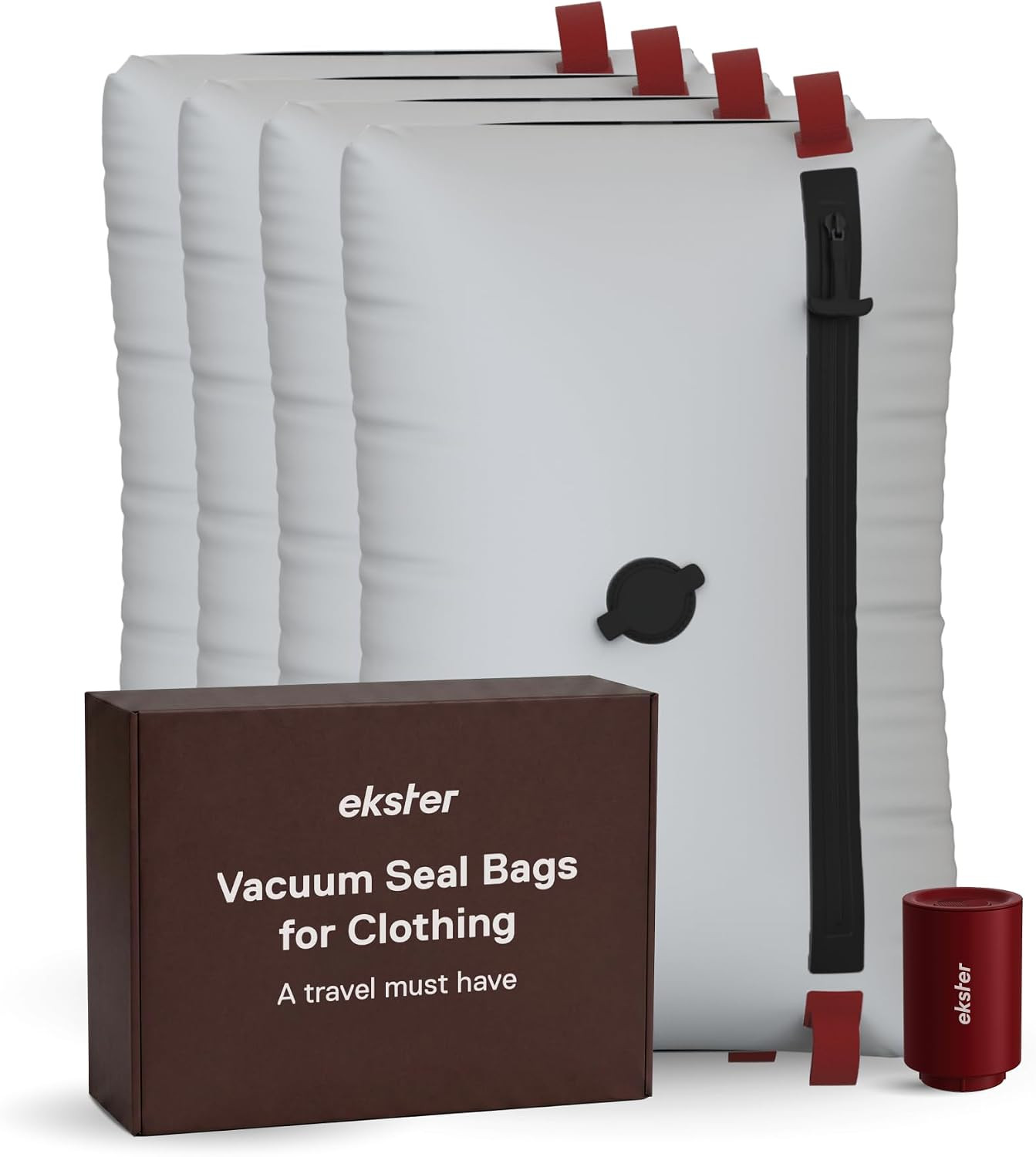 Ekster TravelPack Vacuum Kit Plus - Vacuum Storage Bags - 4 Pack (Grey) | Amazon (US)