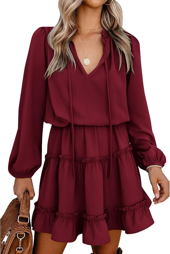 BTFBM Long Sleeve Fall Dresses Mini Dress | Amazon (US)