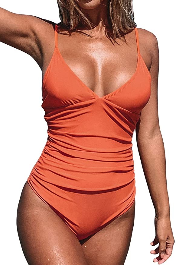 CUPSHE Women's One Piece Swimsuit Tummy Control V Neck Two Piece Bathing Suits | Amazon (US)