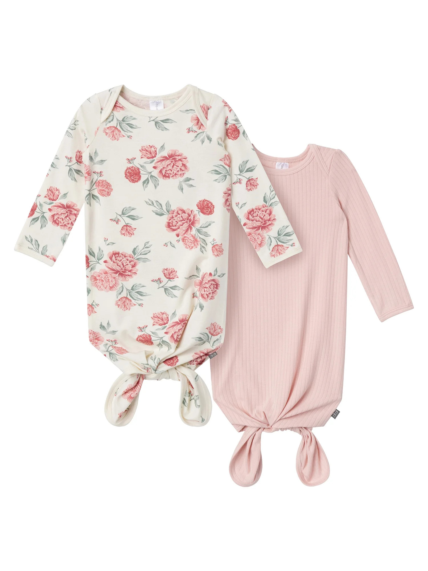 Modern Moments by Gerber Baby Neutral Knotted Gown With Mittens, 2-Pack, Newborn - 0/3 Months | Walmart (US)