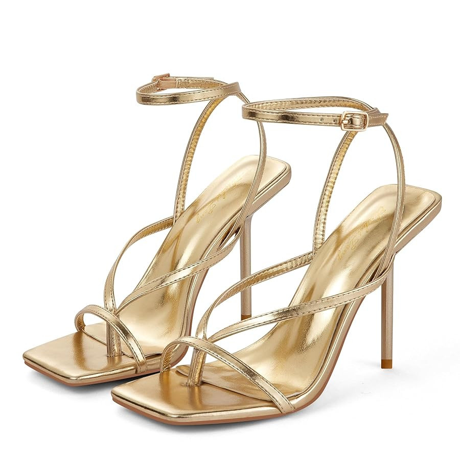 Elisabet Tang Women's Thong Heeled Open Toe Ankle Buckle Strap Heeled Sandals Stylish Dress Shoes | Amazon (US)