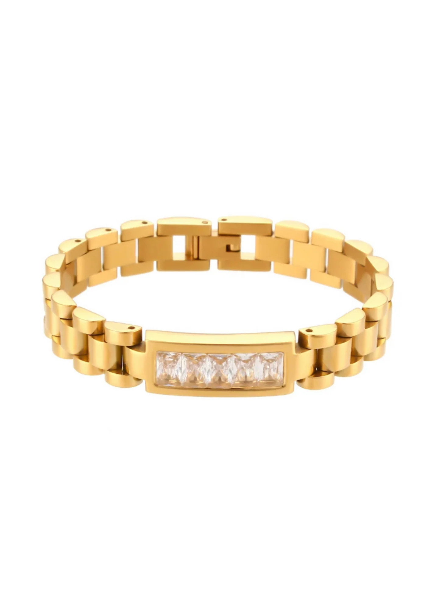 Clear Zirconia Wristwatch Chain Bracelet | hjane jewels