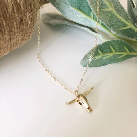 Gold Plated Longhorn Pendant Necklace/gift for Her/birthday | Etsy | Etsy (US)