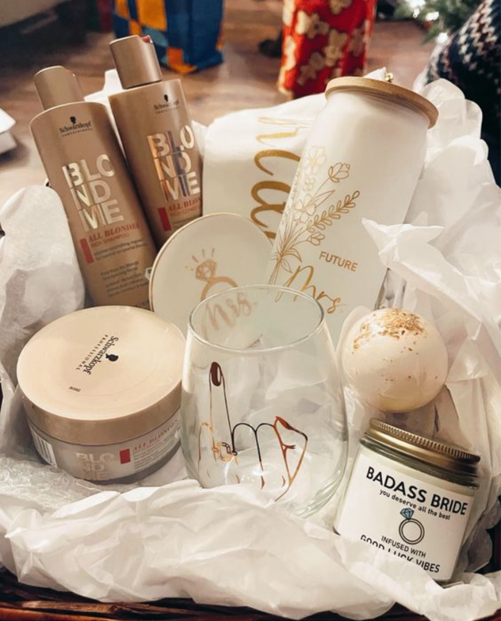 Brides to be basket! This sweet gift I received from my sister for secret santa this year 🤍🎄💍  

A perfect gift idea for any future bride’s you know!! 

#LTKwedding #LTKHoliday #LTKGiftGuide