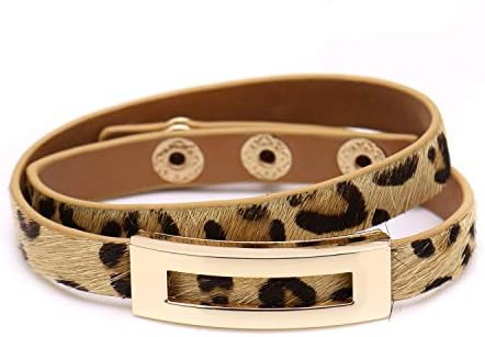 JETEHO Leather Double Wrap Bracelets Belt Buckle Bangles for Women Girls, Black/Orange/Leopard Pr... | Amazon (US)