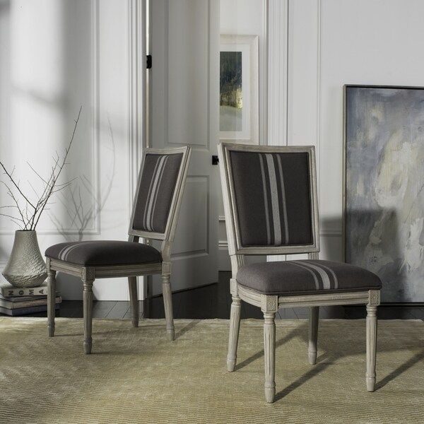 Safavieh Buchanan 19"H French Brasserie Linen Rect Dining Chair (Set of 2) | Bed Bath & Beyond