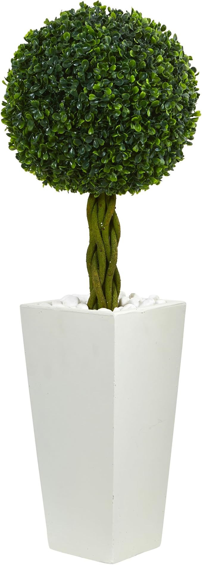 Nearly Natural 5 ' 1 Boxwood Ball Topiary in White Tower Planter, 2.5', Green | Amazon (US)