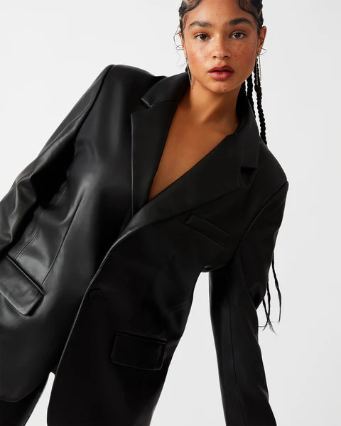 IMAAN FAUX LEATHER BLAZER BLACK | Steve Madden (US)