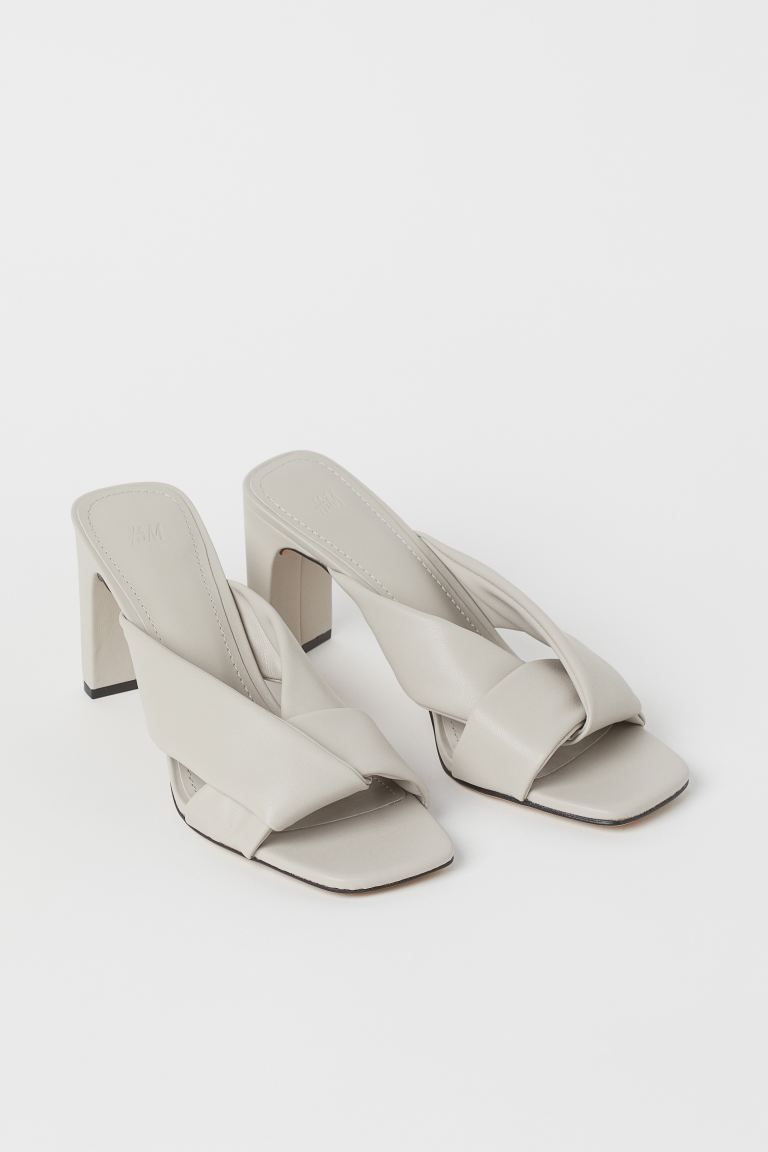 Mules in imitation leather with covered heels and wide, crossover foot straps. Imitation leather ... | H&M (UK, MY, IN, SG, PH, TW, HK)