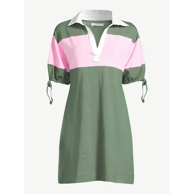 Free Assembly Women's Polo Mini Dress with Tie Sleeves | Walmart (US)