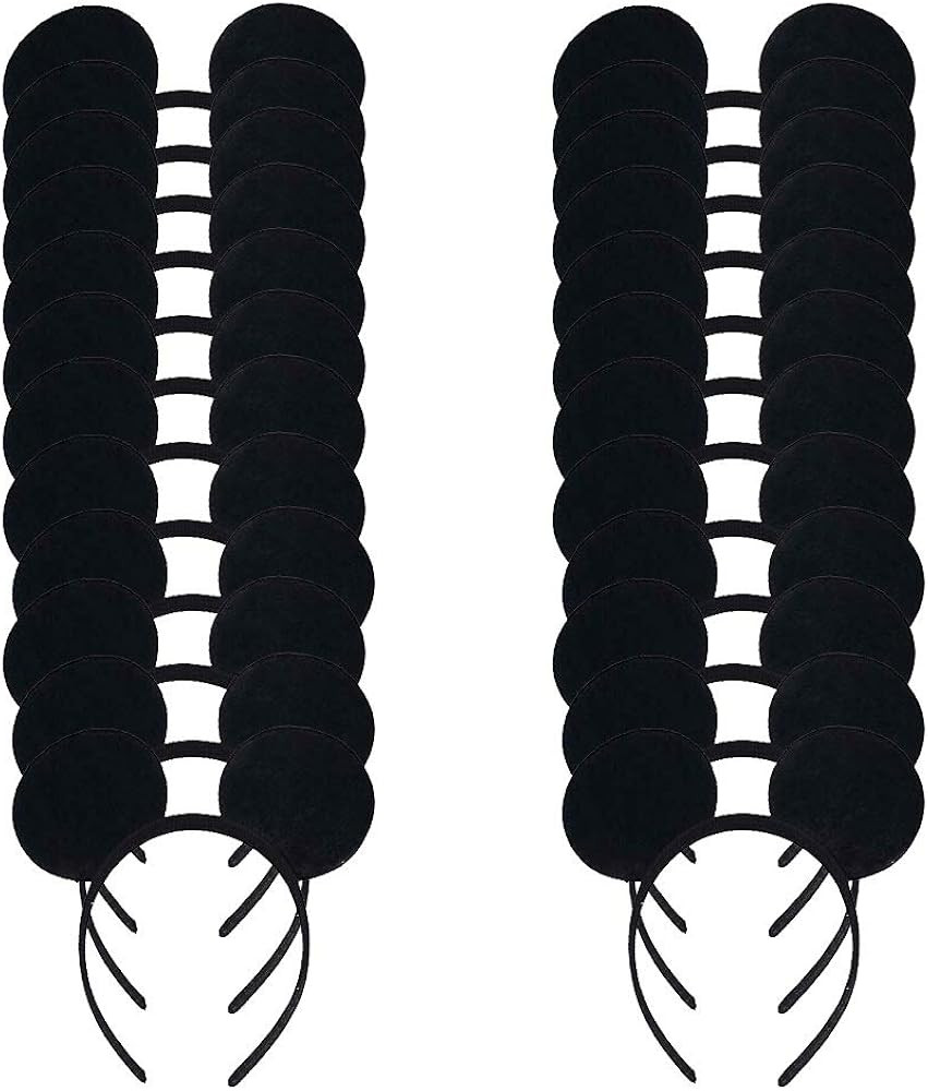 24 Pack Mouse Costume Deluxe Fabric Ears Headband Birthday Hairs Accessories Baby Shower Headwear | Amazon (US)