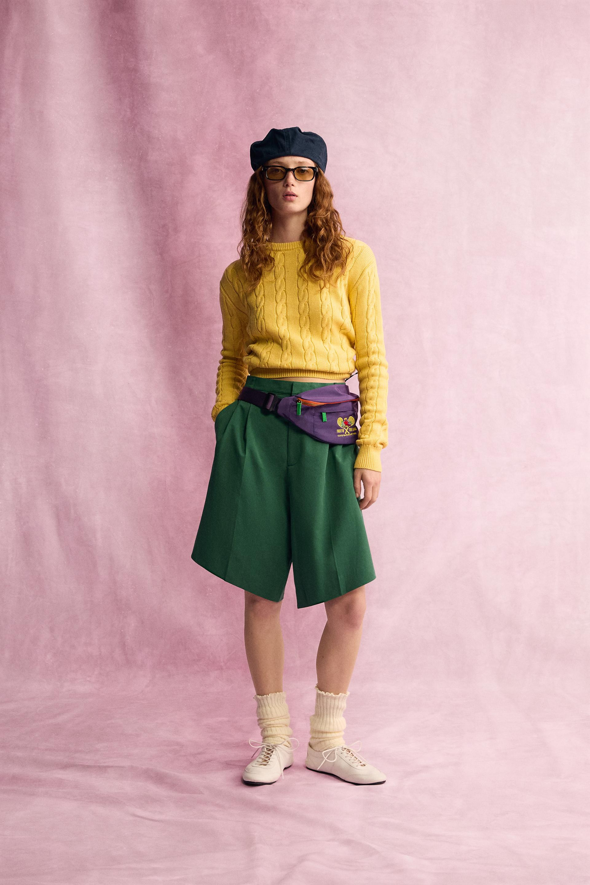 Zara - Fruit Of The Loom™ Cable-Knit Oversized Jumper - Yellow - S - Woman | Zara US