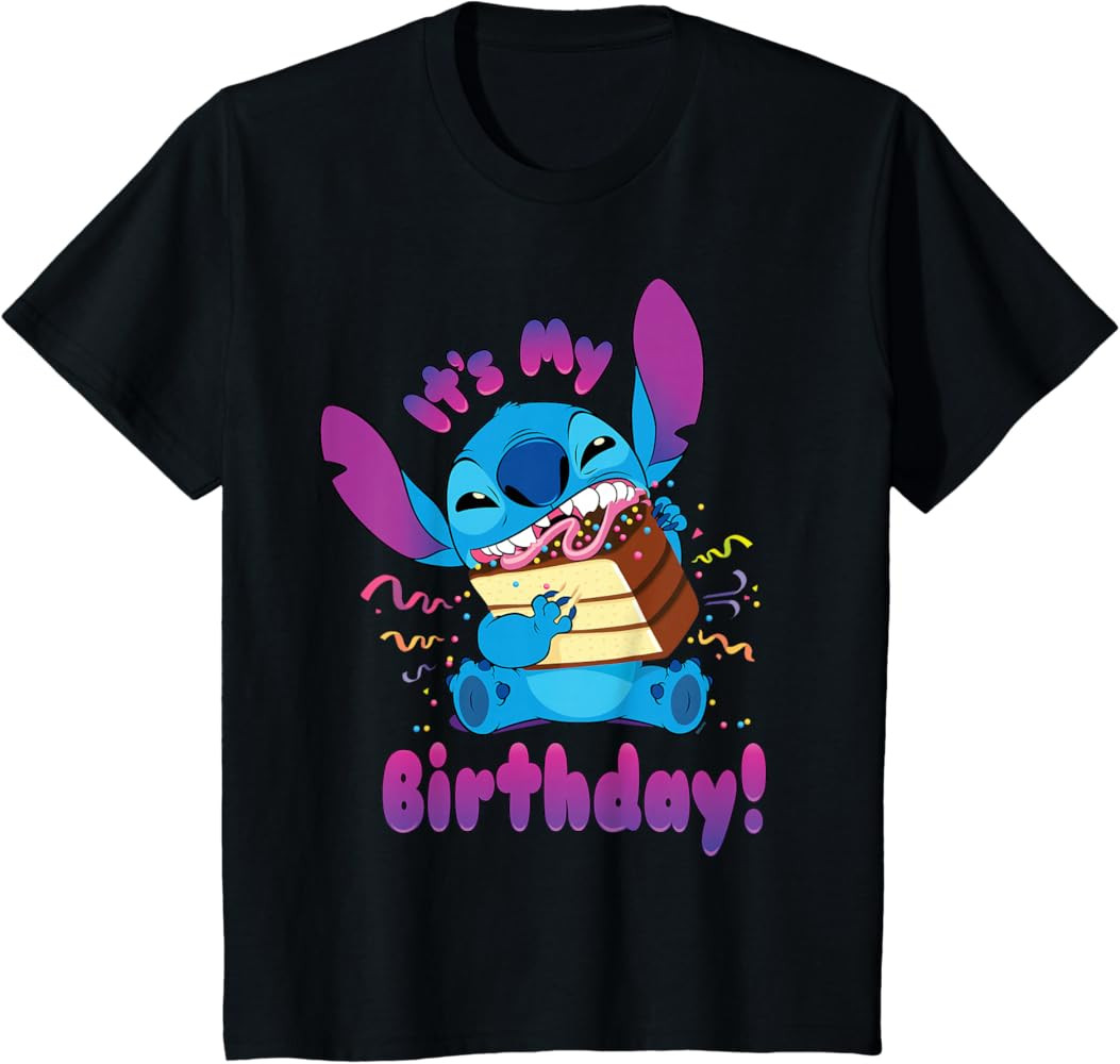 Disney Stitch "It's My Birthday" Party Crasher with Cake T-Shirt | Amazon (US)