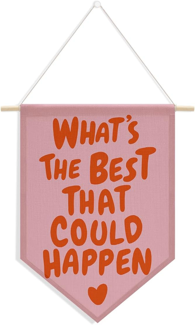 Pink and Orange Preppy Wall Decor Inspirational Positive Affirmations Aesthetic Wall Hanging Penn... | Amazon (US)