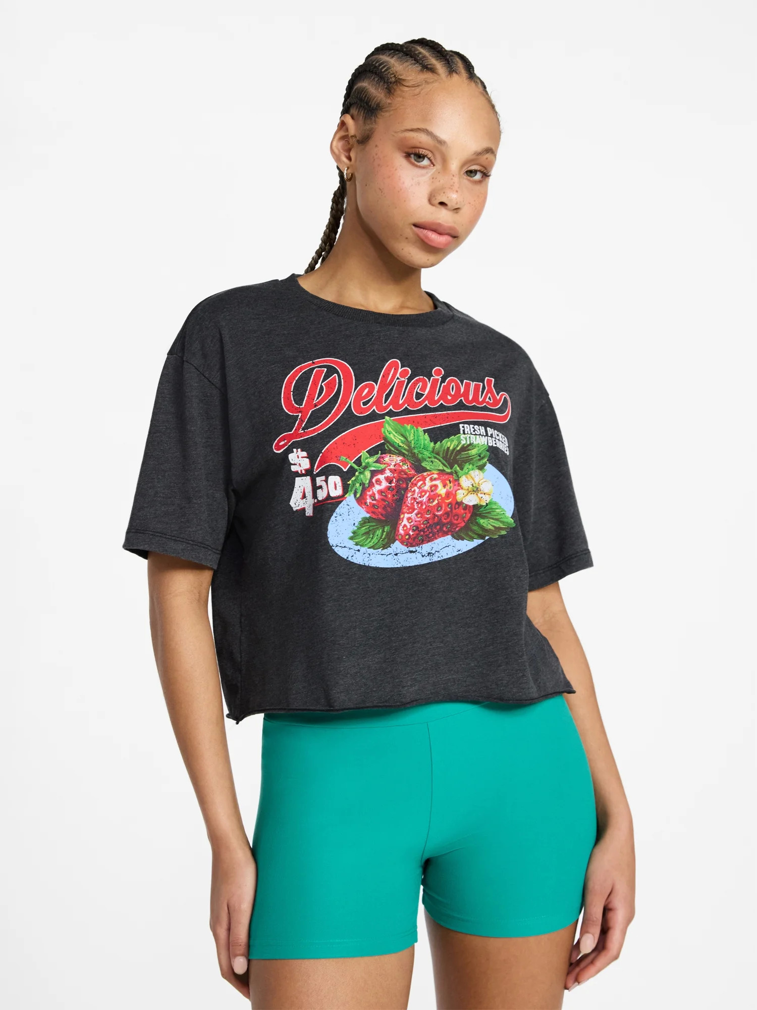 No Boundaries Boxy Cropped Graphic Tee, Women's XXS-XXL | Walmart (US)