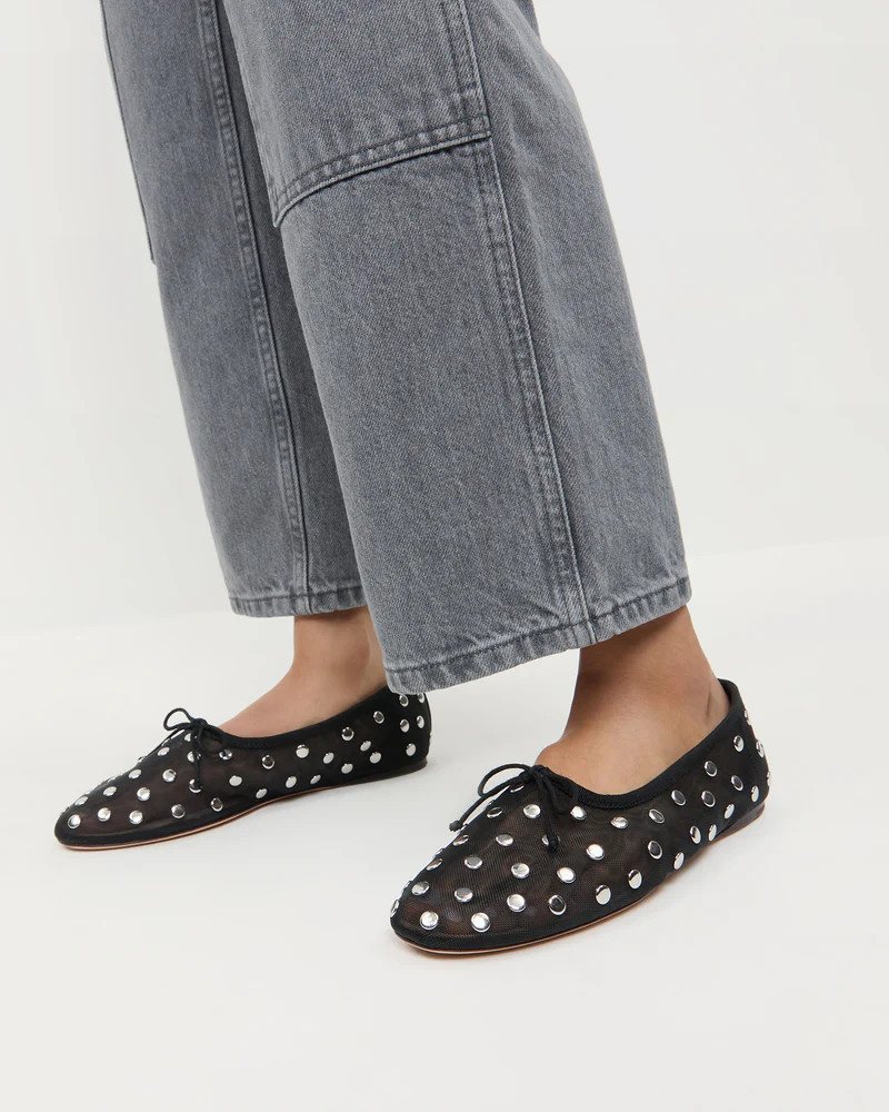 Landon Black/Silver Mesh Ballet Flat | Loeffler Randall
