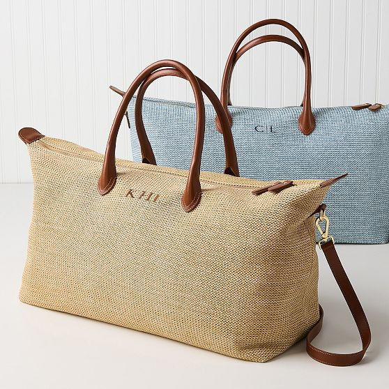 Ellis Raffia and Leather Weekender | Mark and Graham
